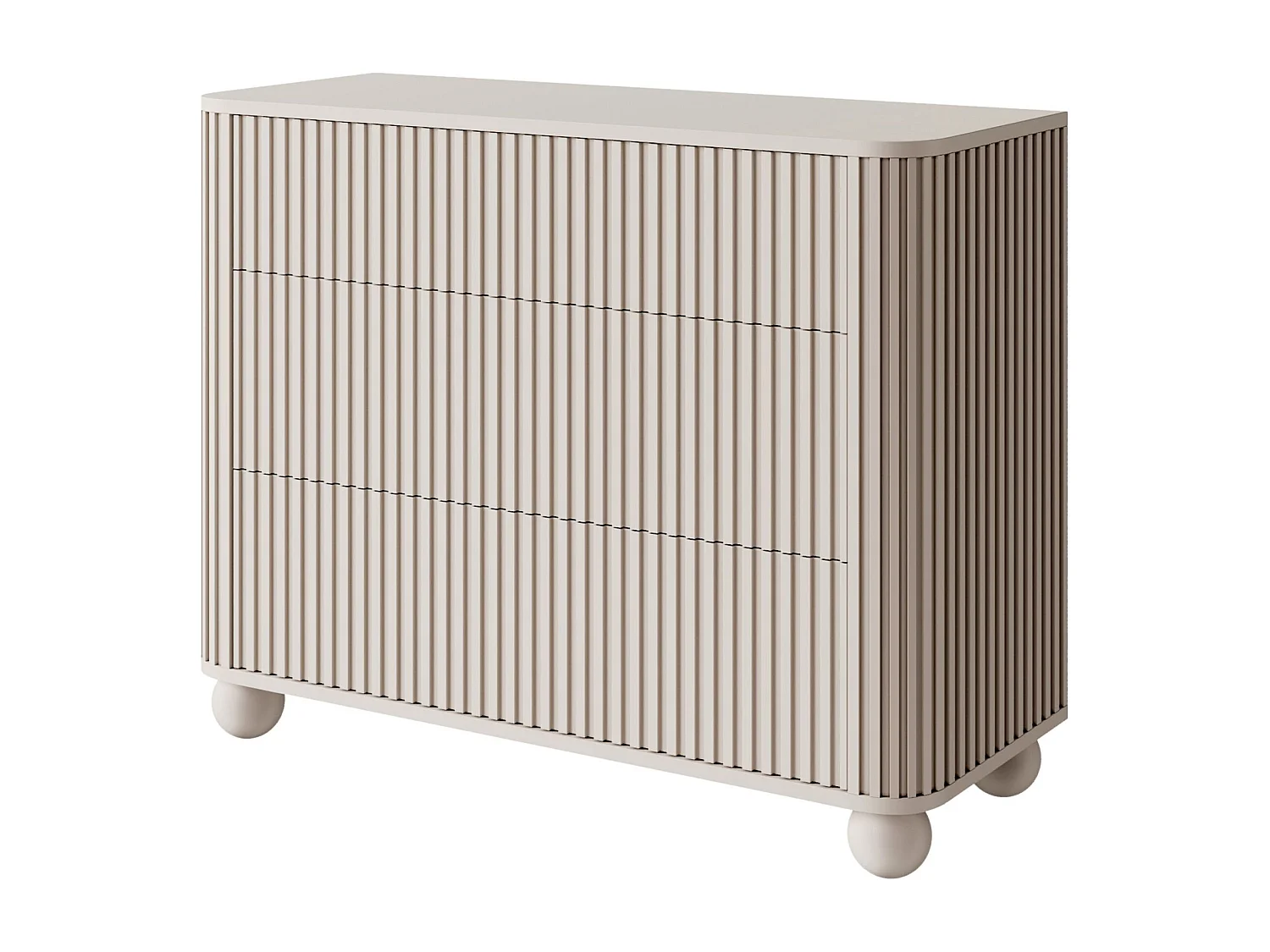 Buffet 3 tiroirs - 93 cm - grège sur pieds - ARVELLO