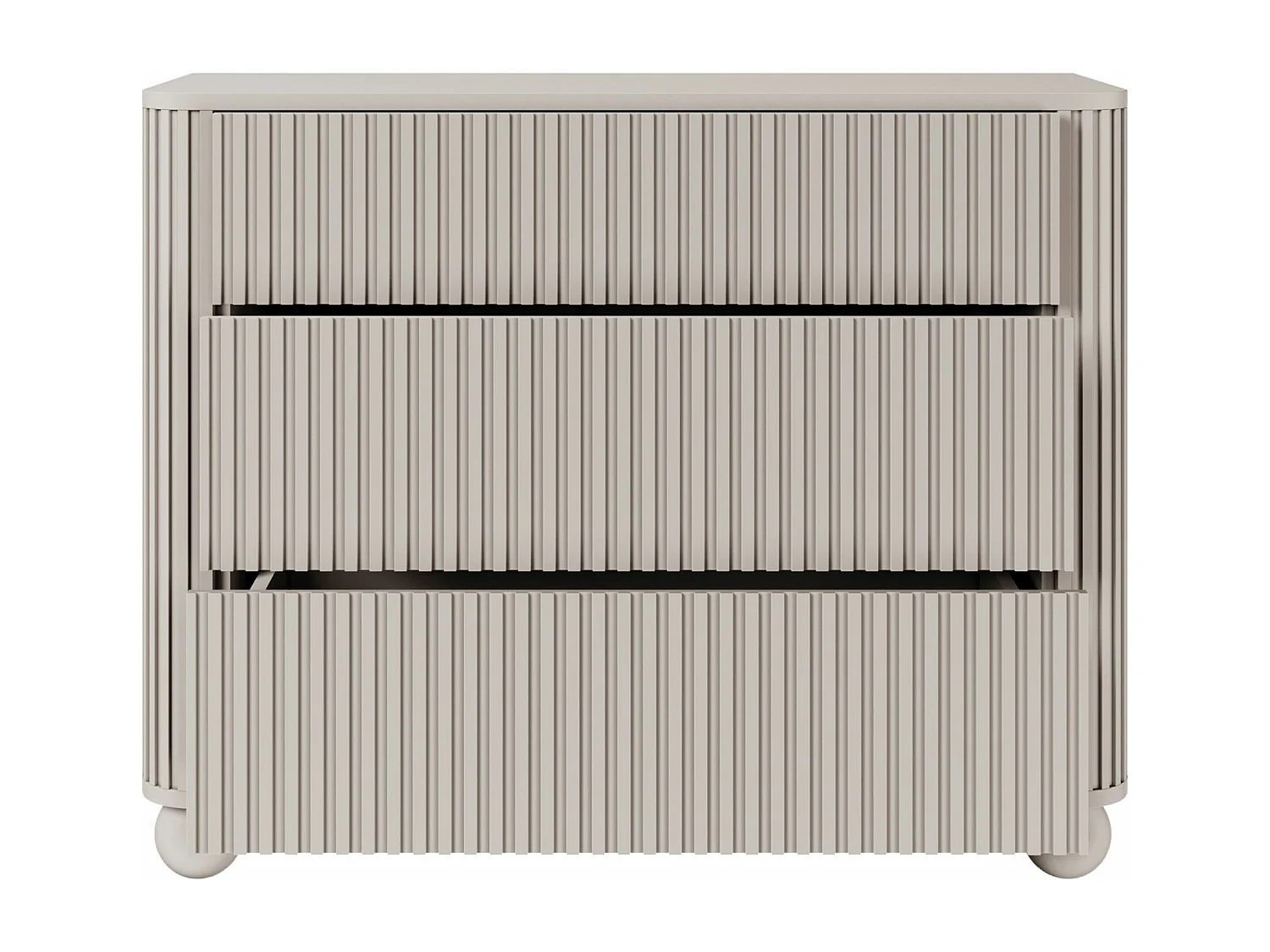 Buffet 3 tiroirs - 93 cm - grège sur pieds - ARVELLO