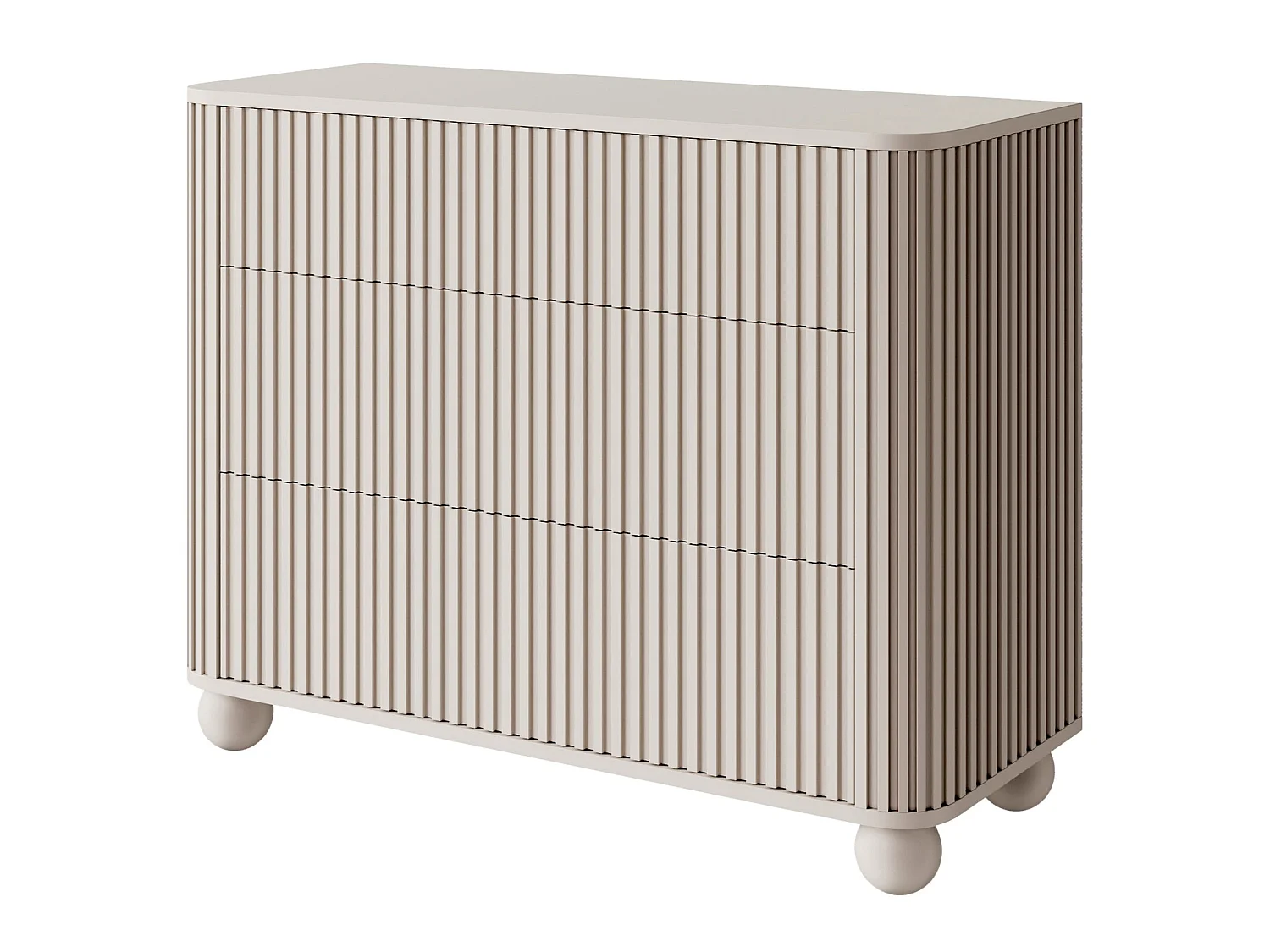Buffet 3 tiroirs - 93 cm - grège sur pieds - ARVELLO