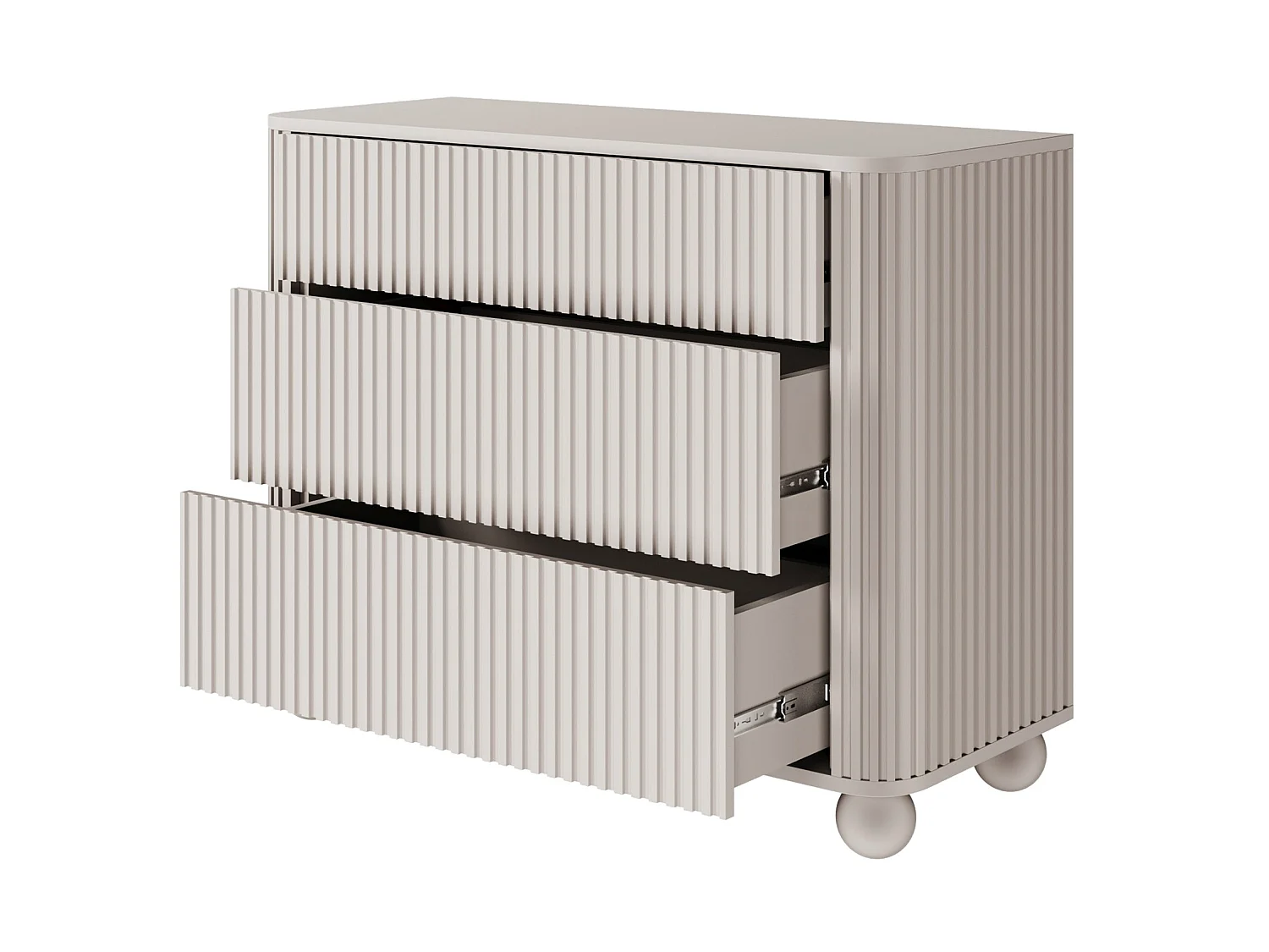 Buffet 3 tiroirs - 93 cm - grège sur pieds - ARVELLO