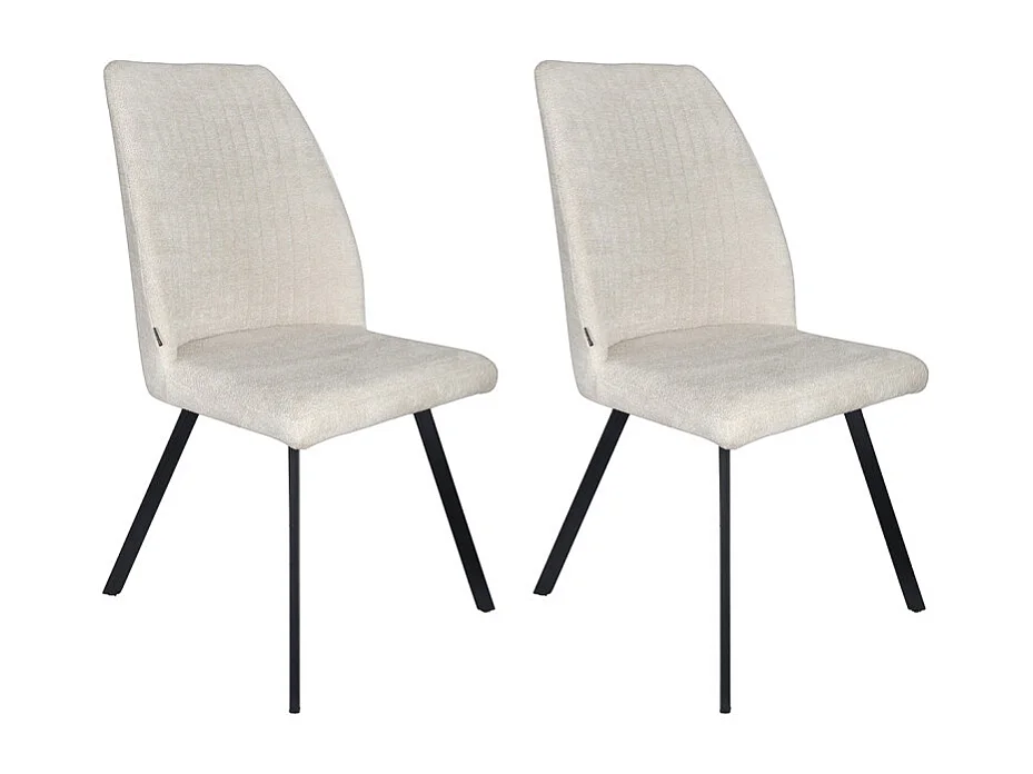 Lot 2 chaises en tissu beige doux et épais pieds métal noir - FUZO 2