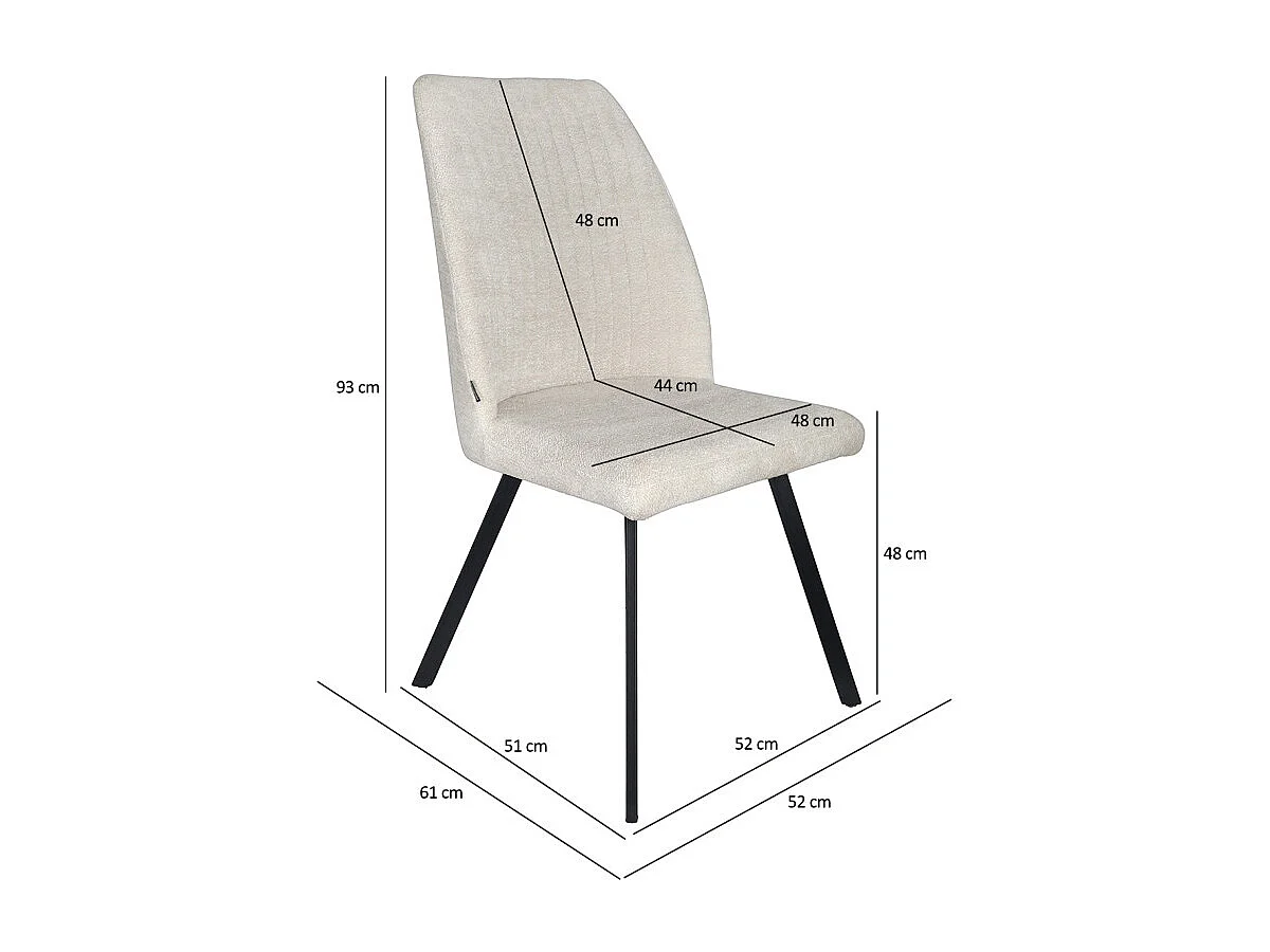 Lot 2 chaises en tissu beige doux et épais pieds métal noir - FUZO 2