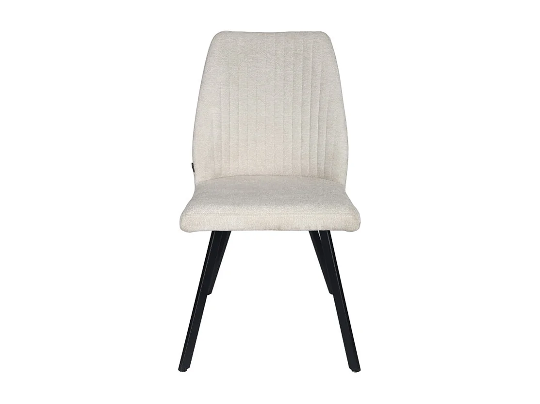 Lot 2 chaises en tissu beige doux et épais pieds métal noir - FUZO 2