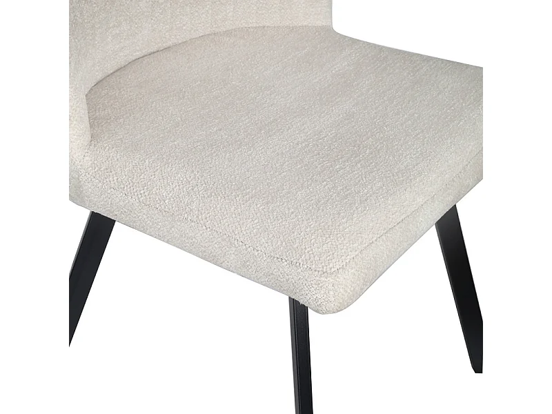 Lot 2 chaises en tissu beige doux et épais pieds métal noir - FUZO 2