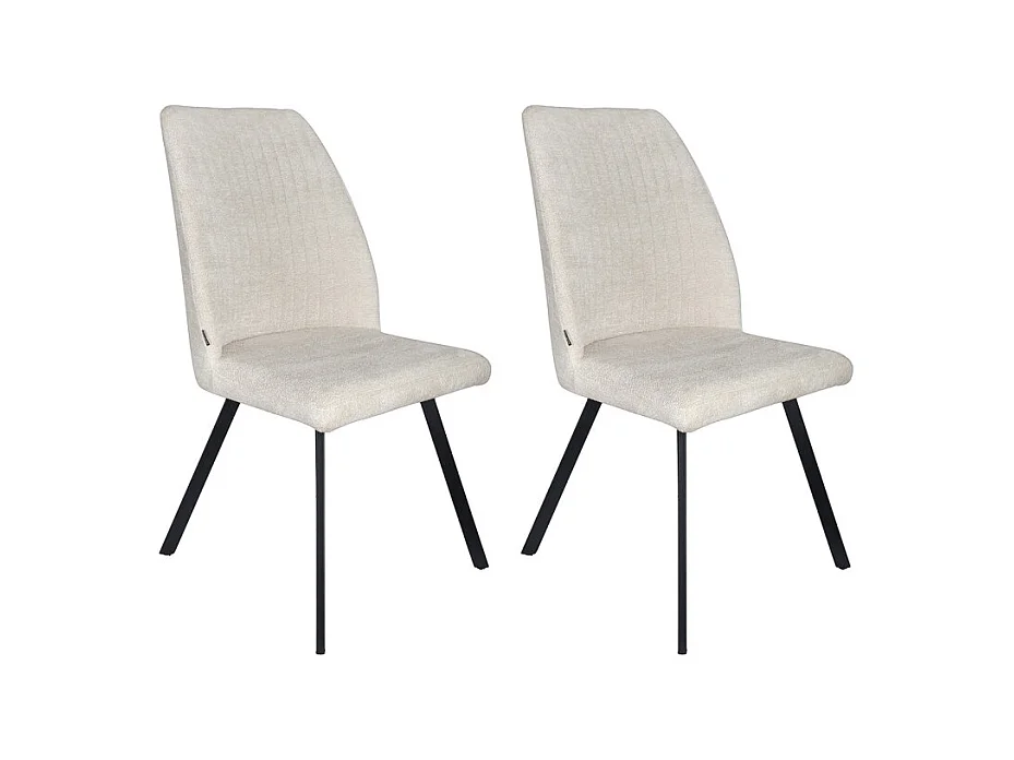 Lot 2 chaises en tissu beige doux et épais pieds métal noir - FUZO 2