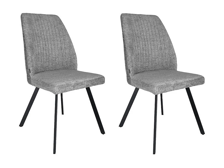 Lot 2 chaises en tissu gris doux et épais pieds métal noir - FUZO 2