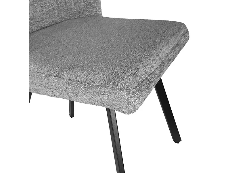 Lot 2 chaises en tissu gris doux et épais pieds métal noir - FUZO 2