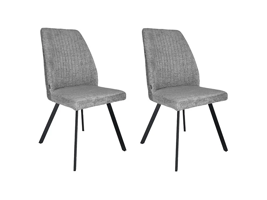 Lot 2 chaises en tissu gris doux et épais pieds métal noir - FUZO 2