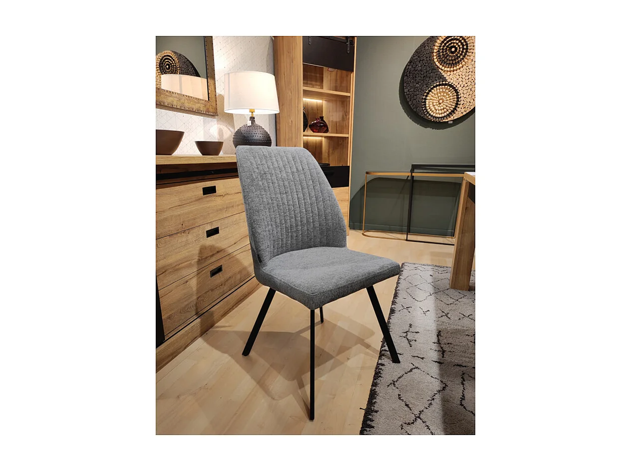 Lot 2 chaises en tissu gris doux et épais pieds métal noir - FUZO 2