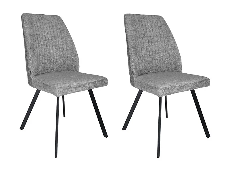 Lot 2 chaises en tissu gris doux et épais pieds métal noir - FUZO 2