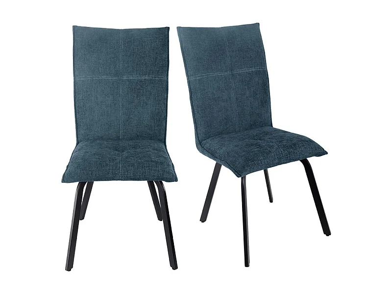 Lot 2 chaises en tissu effet maille bleu avec pieds métal noir – ARIA 2