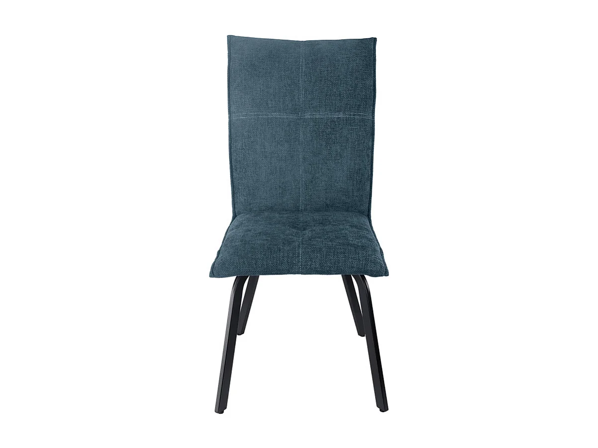 Lot 2 chaises en tissu effet maille bleu avec pieds métal noir – ARIA 2