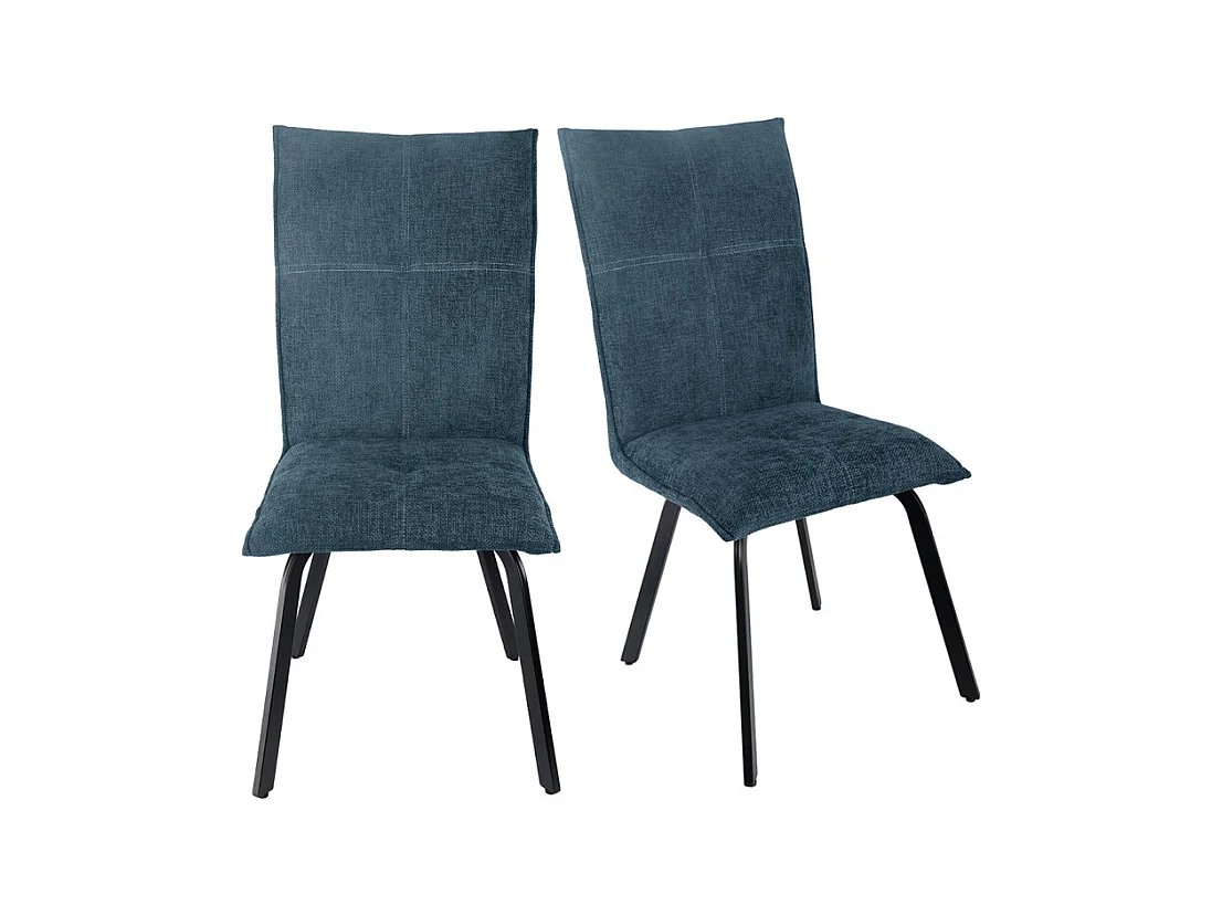 Lot 2 chaises en tissu effet maille bleu avec pieds métal noir – ARIA 2