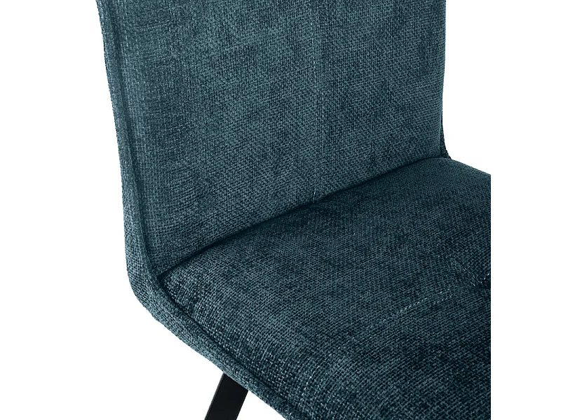 Lot 2 chaises en tissu effet maille bleu avec pieds métal noir – ARIA 2