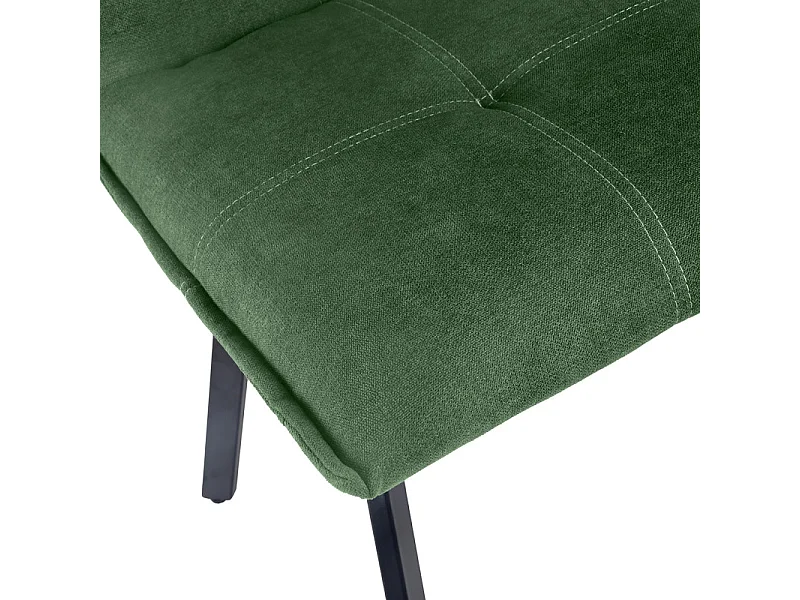 Lot 2 chaises en tissu surpiqué vert et pieds métal noir – ARIA 2