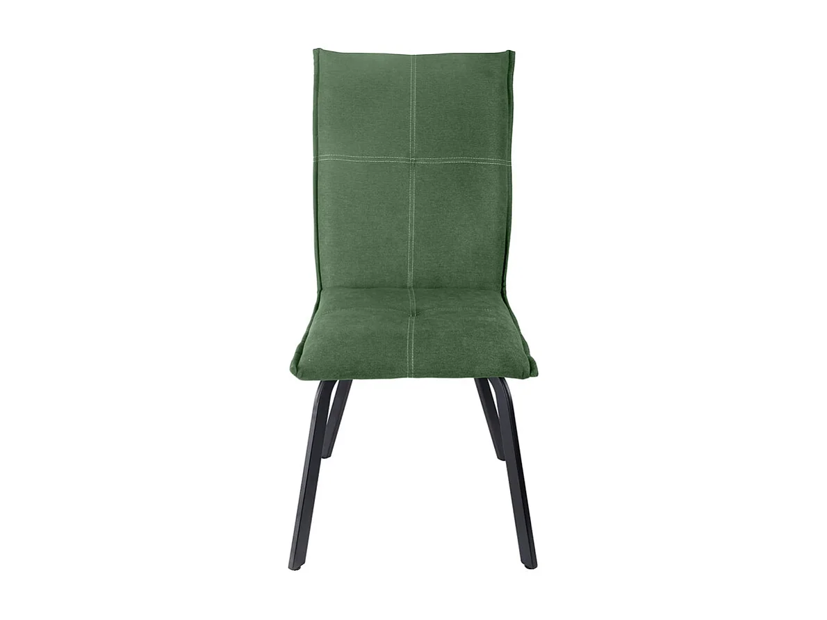 Lot 2 chaises en tissu surpiqué vert et pieds métal noir – ARIA 2