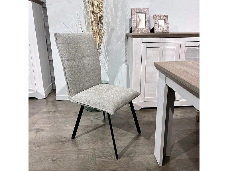 Lot 2 chaises tissu effet maille gris clair pieds métal noir – ARIA 2