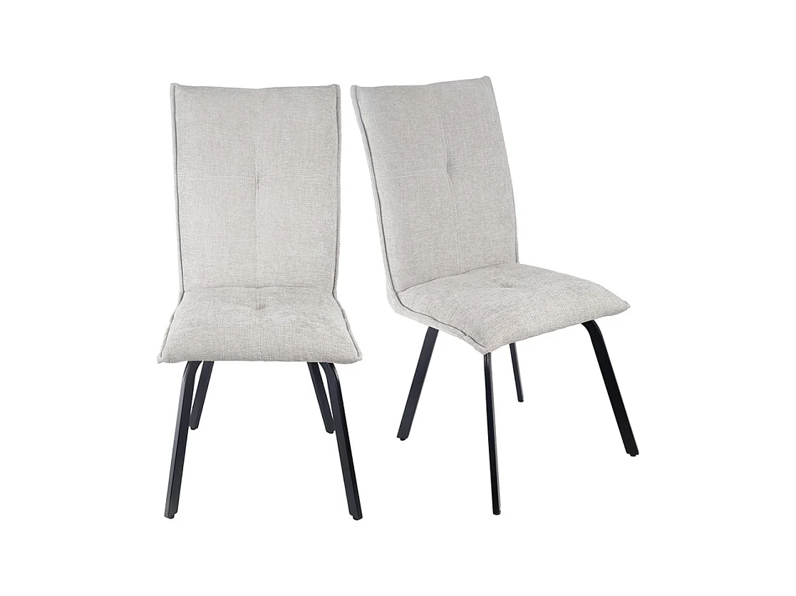 Lot 2 chaises tissu effet maille gris clair pieds métal noir – ARIA 2