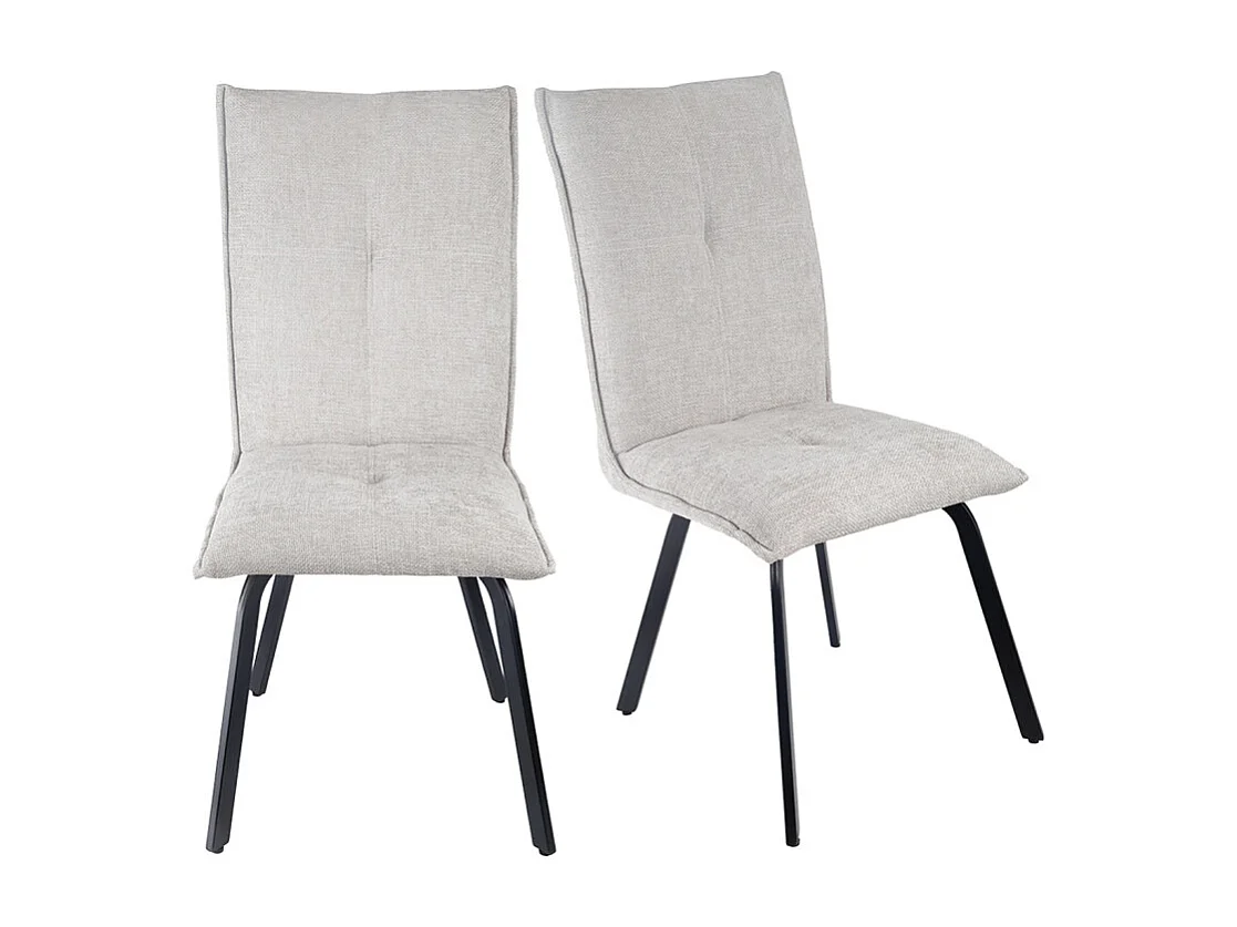 Lot 2 chaises tissu effet maille gris clair pieds métal noir – ARIA 2