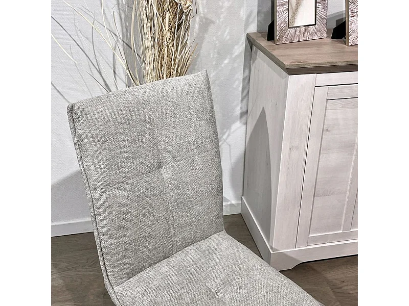 Lot 2 chaises tissu effet maille gris clair pieds métal noir – ARIA 2