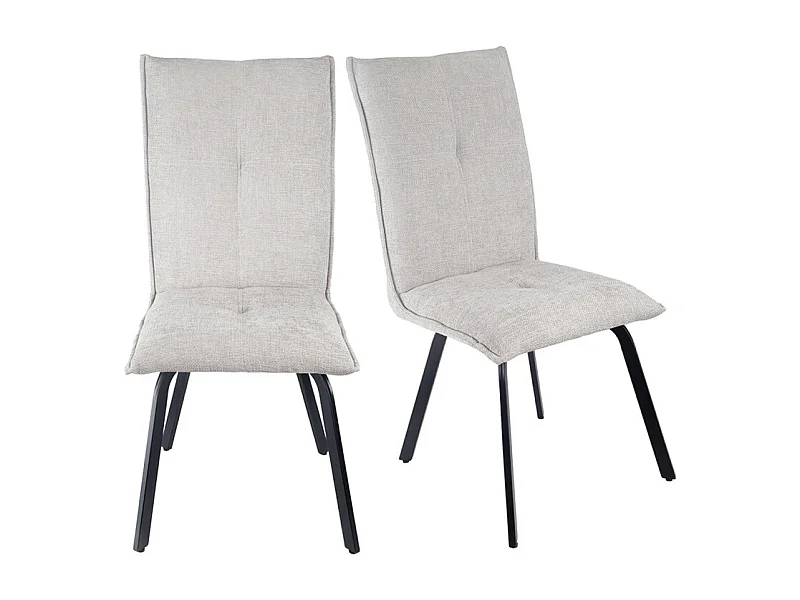 Lot 2 chaises tissu effet maille gris clair pieds métal noir – ARIA 2