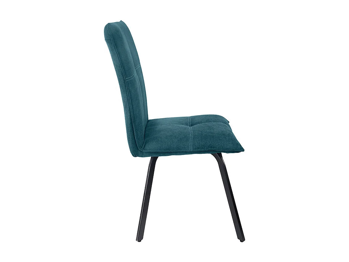 Lot 2 chaises tissu surpiqué bleu canard pieds métal – ARIA 2