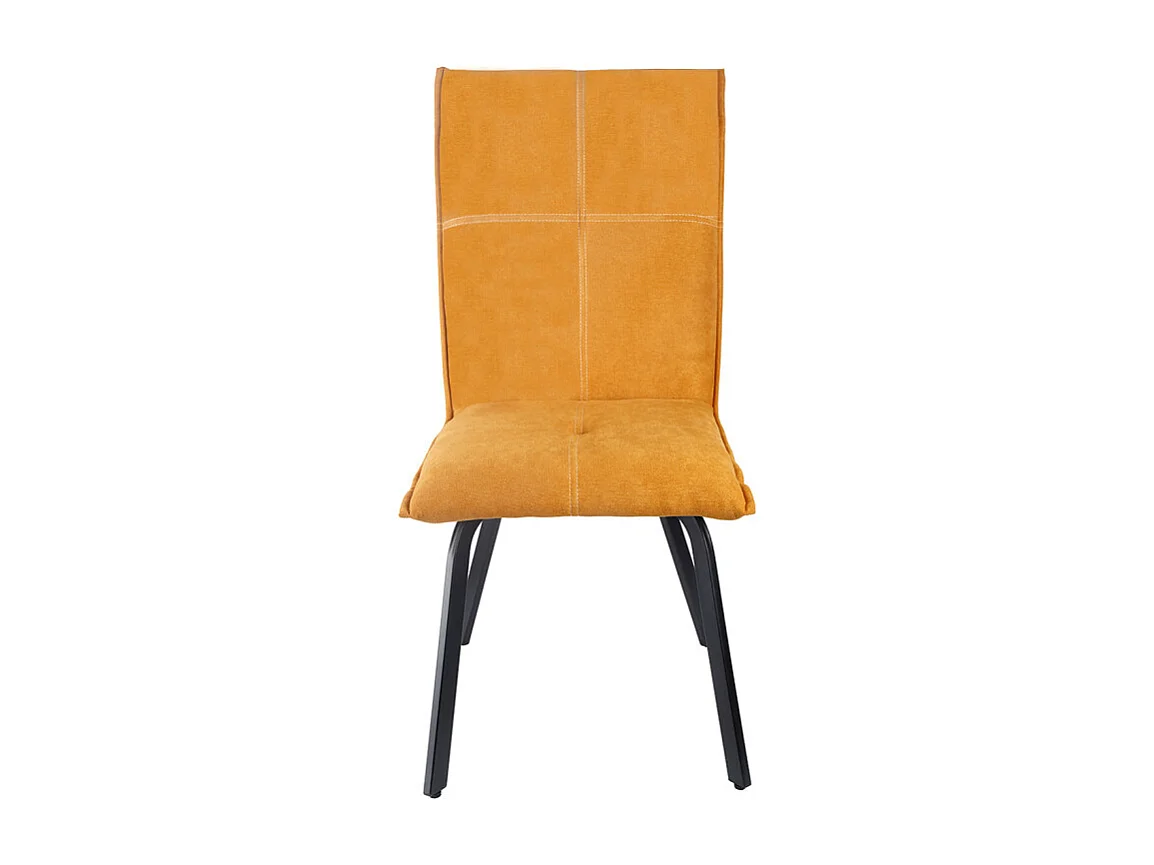 Lot 2 chaises en tissu surpiqué jaune pieds métal noir – ARIA 2