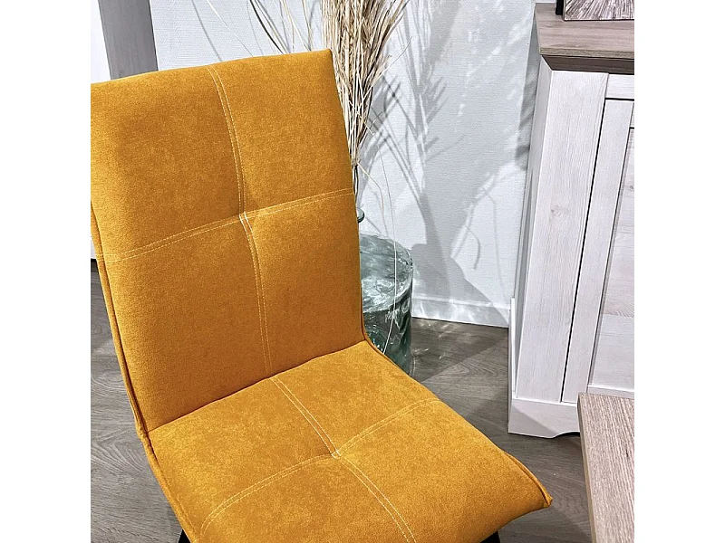 Lot 2 chaises en tissu surpiqué jaune pieds métal noir – ARIA 2