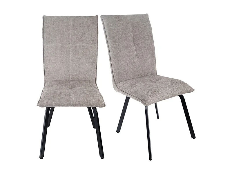 Lot 2 chaises tissu effet maille taupe et pieds métal noir – ARIA 2