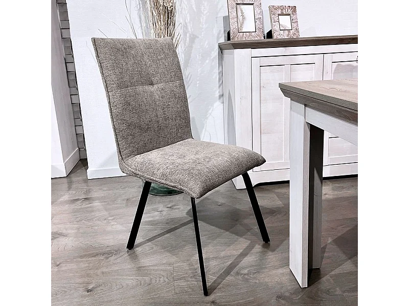 Lot 2 chaises tissu effet maille taupe et pieds métal noir – ARIA 2