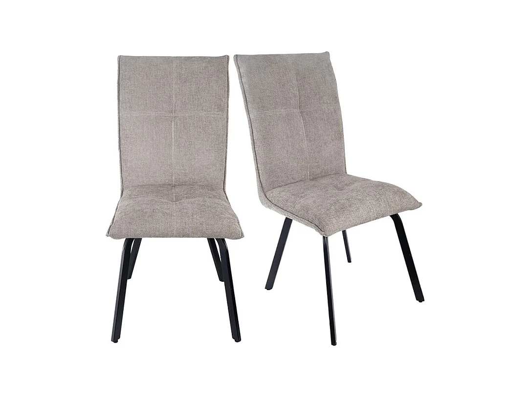Lot 2 chaises tissu effet maille taupe et pieds métal noir – ARIA 2