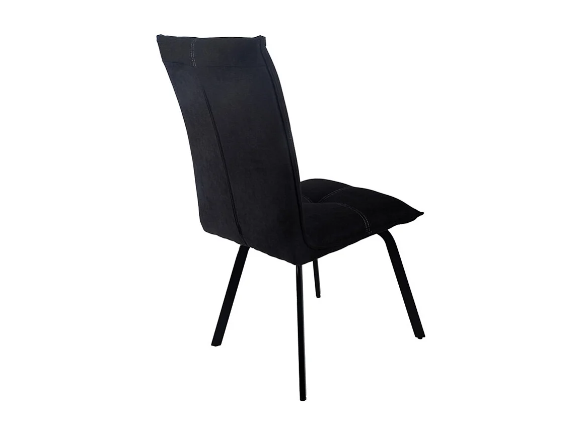 Lot 2 chaises en tissu surpiqué noir pieds métal noir – ARIA 2