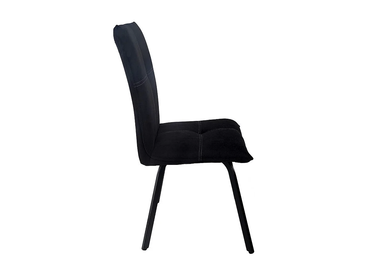 Lot 2 chaises en tissu surpiqué noir pieds métal noir – ARIA 2