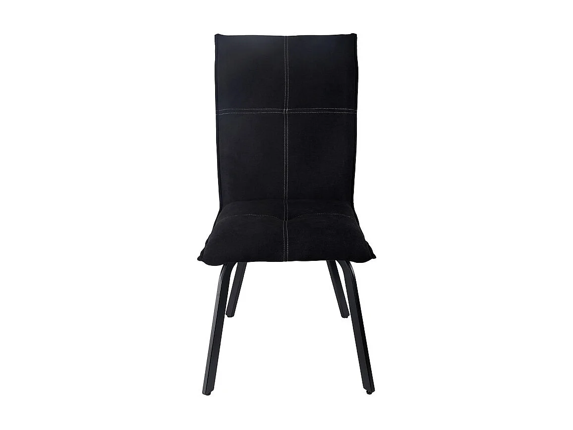 Lot 2 chaises en tissu surpiqué noir pieds métal noir – ARIA 2
