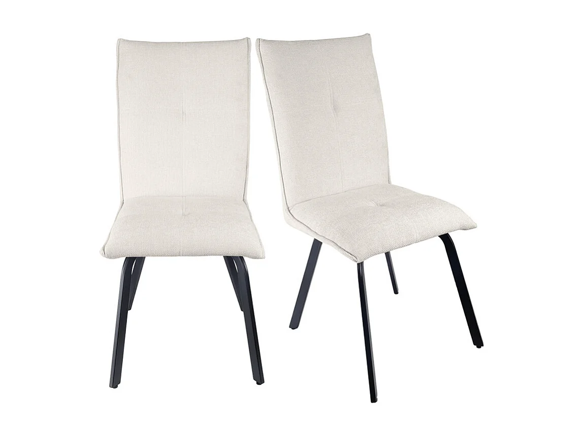 Lot 2 chaises tissu effet maille écru et pieds métal noir – ARIA 2