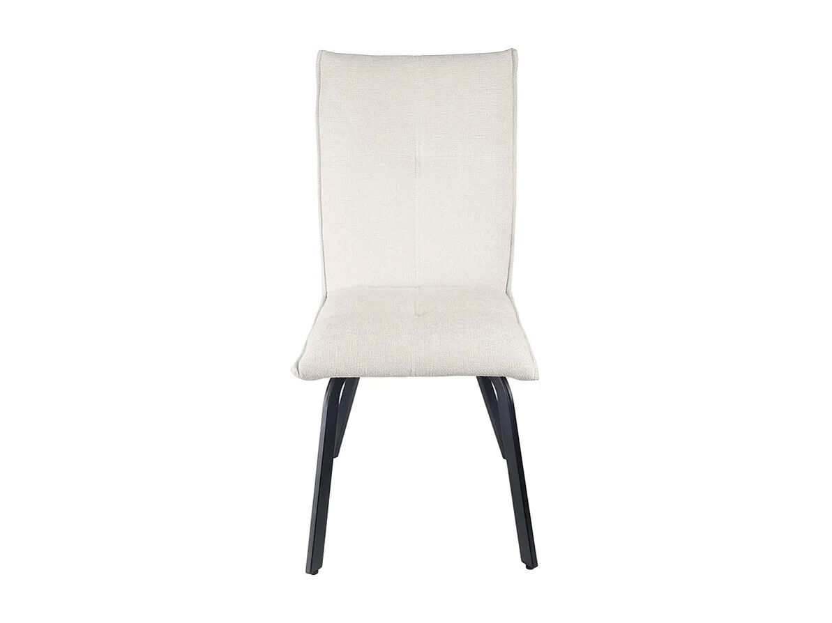 Lot 2 chaises tissu effet maille écru et pieds métal noir – ARIA 2