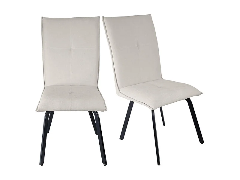 Lot 2 chaises en tissu surpiqué écru pieds métal noir – ARIA 2