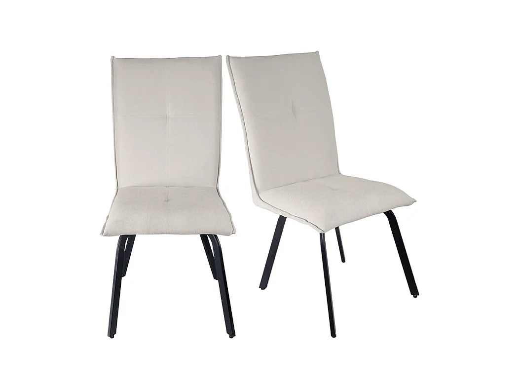 Lot 2 chaises en tissu surpiqué écru pieds métal noir – ARIA 2