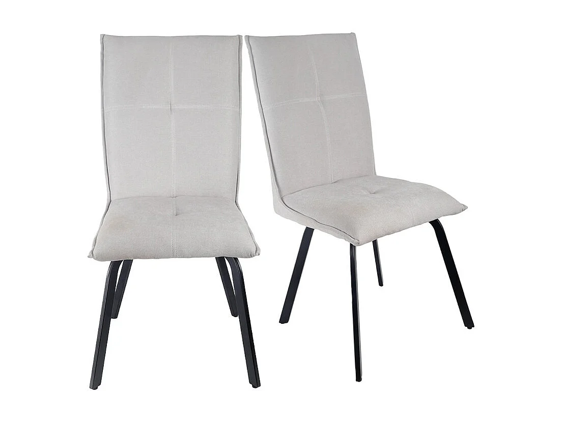 Lot 2 chaises tissu surpiqué gris clair pieds métal noir – ARIA 2