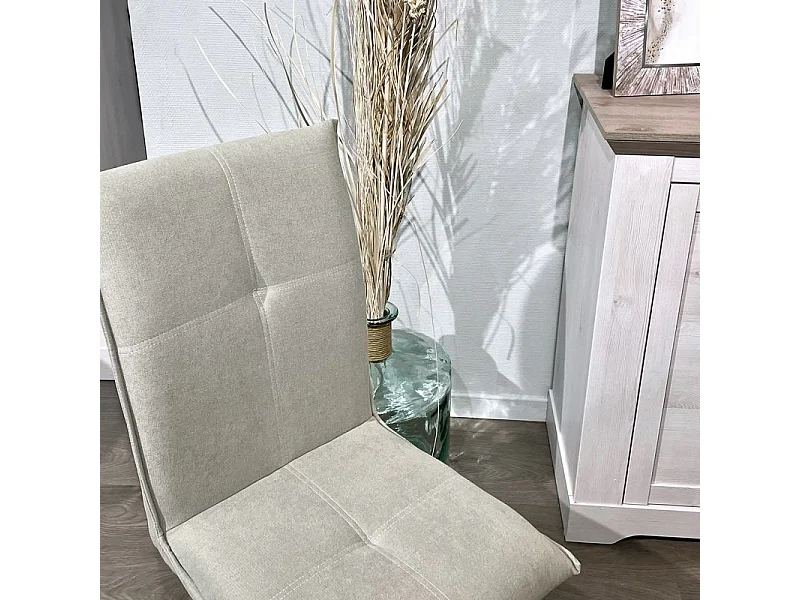 Lot 2 chaises tissu surpiqué gris clair pieds métal noir – ARIA 2