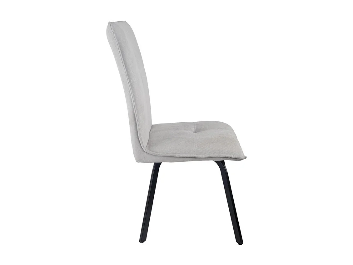 Lot 2 chaises tissu surpiqué gris clair pieds métal noir – ARIA 2