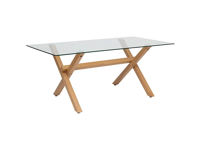 Table à Manger en Verre "Jorel" 180cm Transparent & Naturel