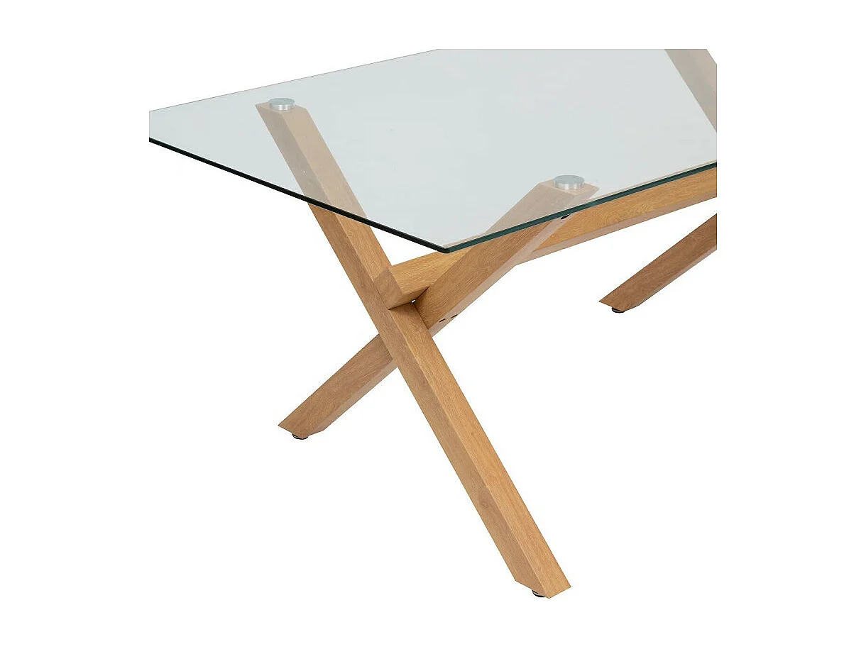 Table à Manger en Verre "Jorel" 180cm Transparent & Naturel