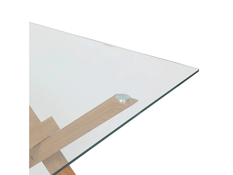 Table à Manger en Verre "Jorel" 180cm Transparent & Naturel