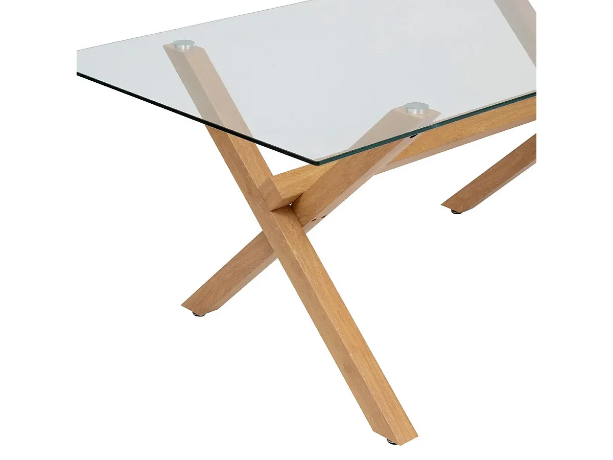 Table à Manger en Verre "Jorel" 180cm Transparent & Naturel