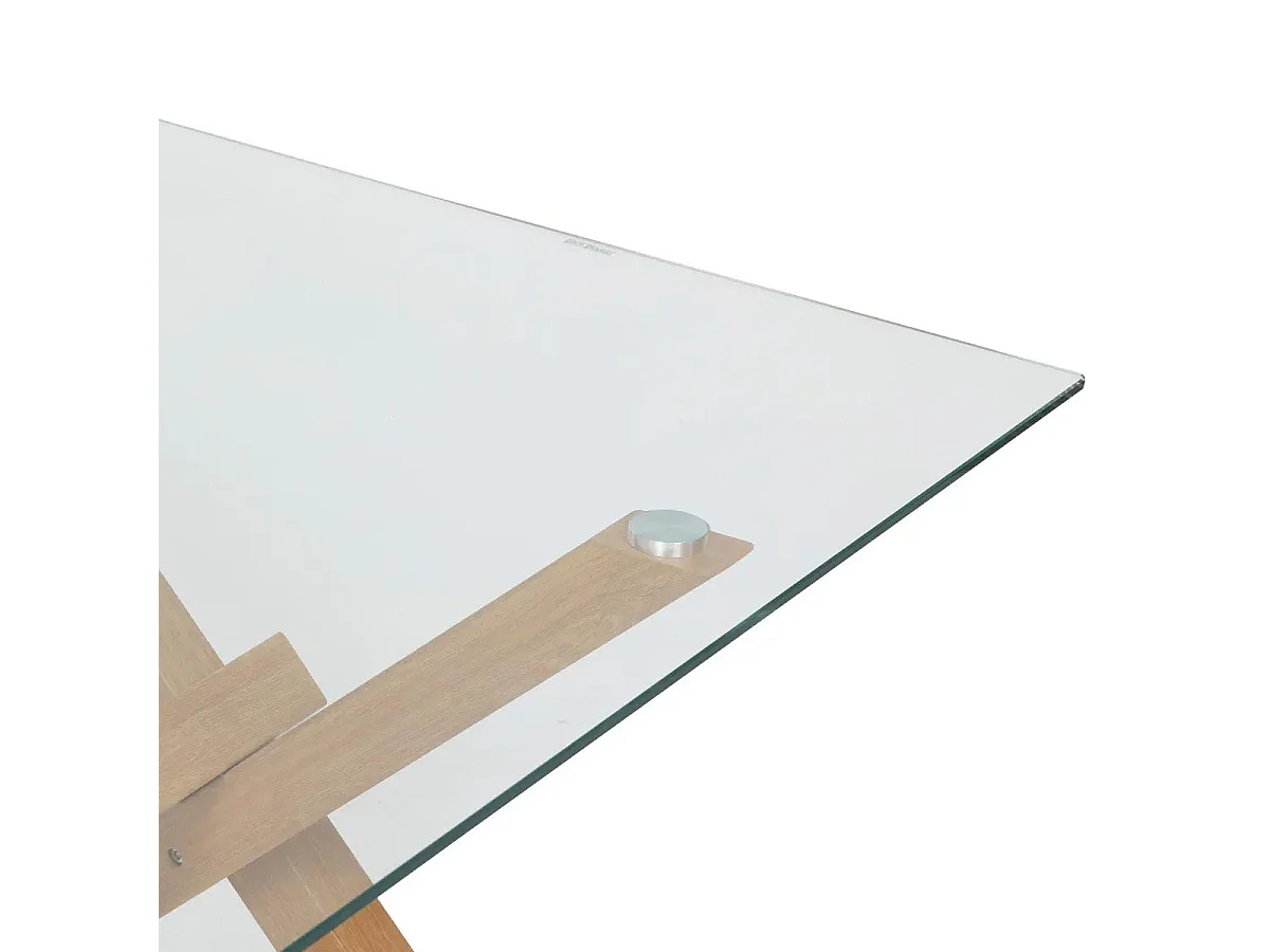 Table à Manger en Verre "Jorel" 180cm Transparent & Naturel