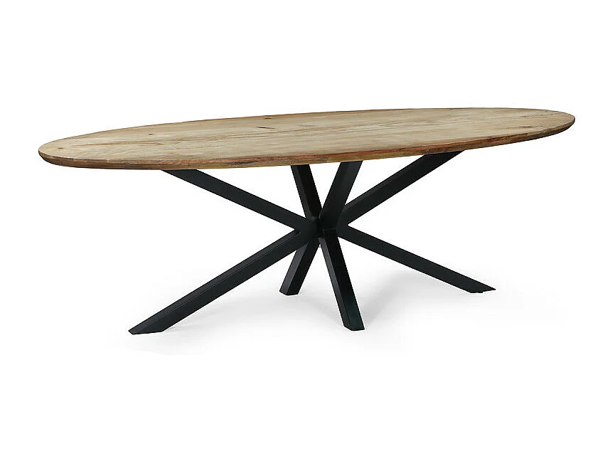Table à manger 200 x 100 cm ovale bois massif Taalika
