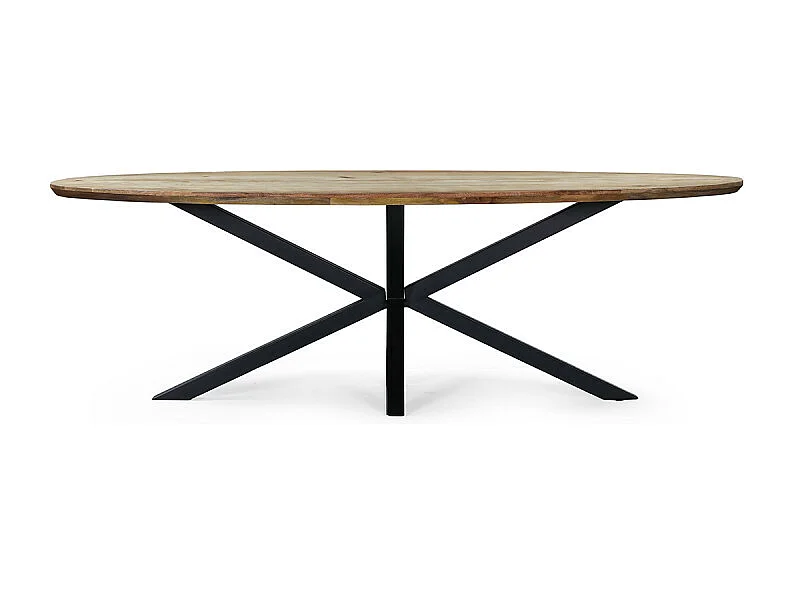 Table à manger 200 x 100 cm ovale bois massif Taalika