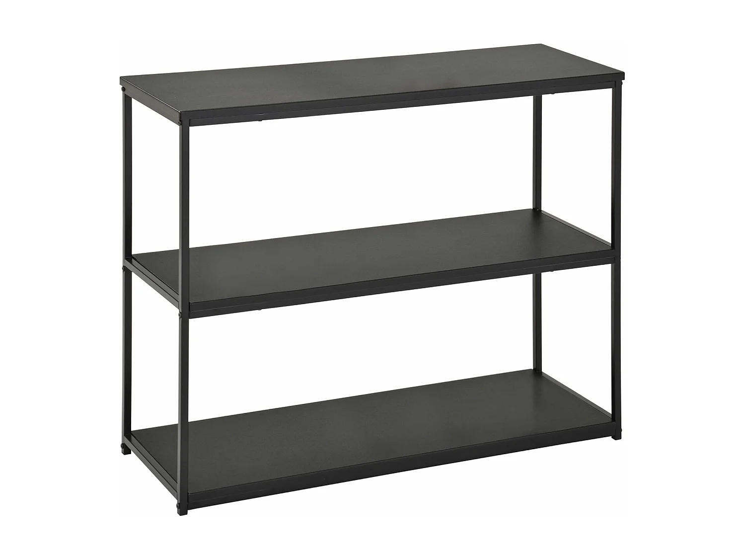 Etagère de rangement SENDAI en métal noir et 3 tablettes en MDF noir, étagère au sol dim 100x81x35 cm, meuble style moderne