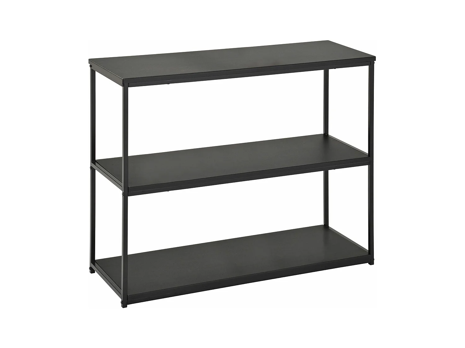 Etagère de rangement SENDAI en métal noir et 3 tablettes en MDF noir, étagère au sol dim 100x81x35 cm, meuble style moderne